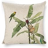 Decgarsun Pillow Covers 18 x 18 Bird Outdoor Pillowcases Square Linen Cushion Covers for Sofa Couch Bed Chair Home Decoration
