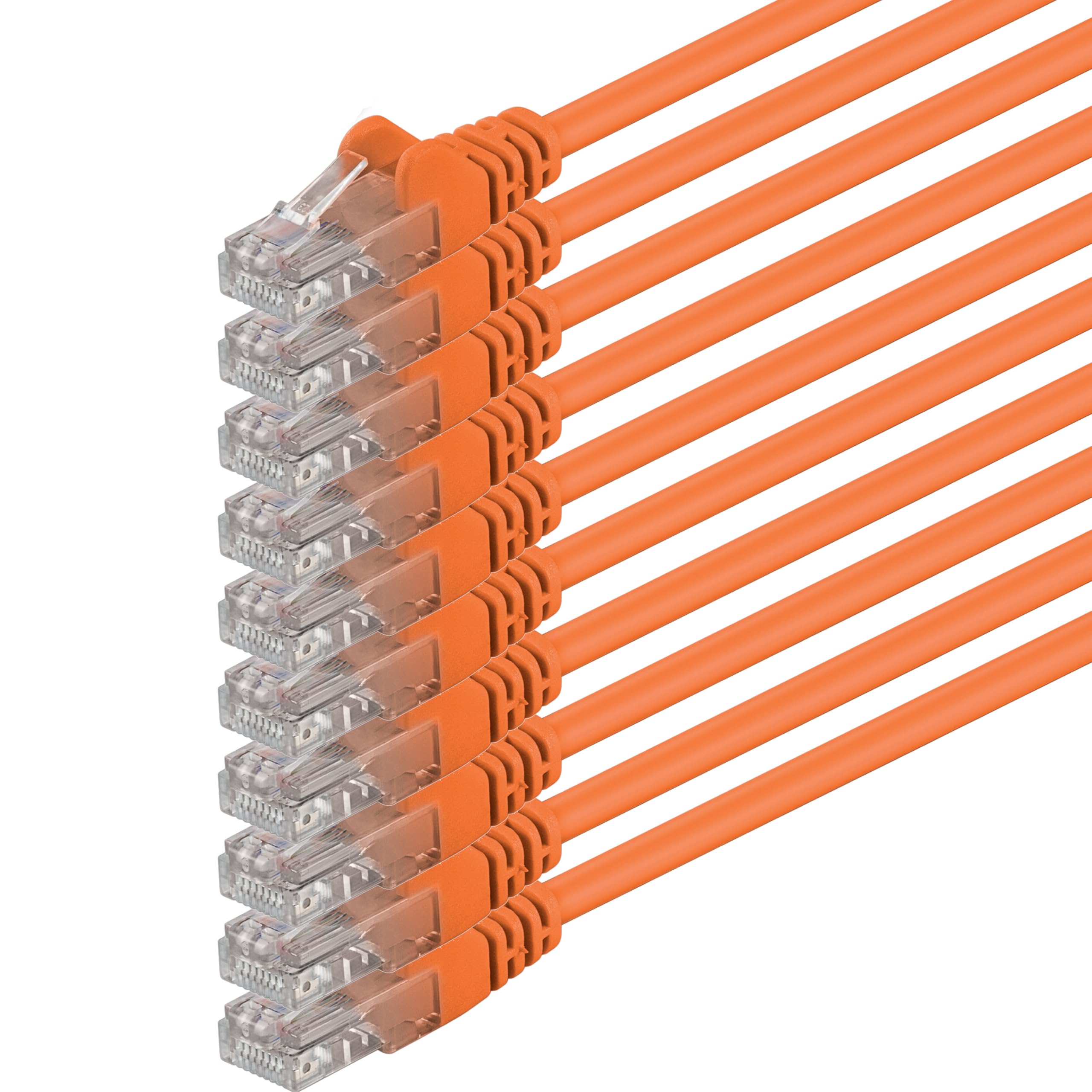1aTTack.de 1m - orange - 10 pieces - (PACK) - CAT.6 CAT6 Ethernet LAN network cable 1000 Mbit/s patch cable