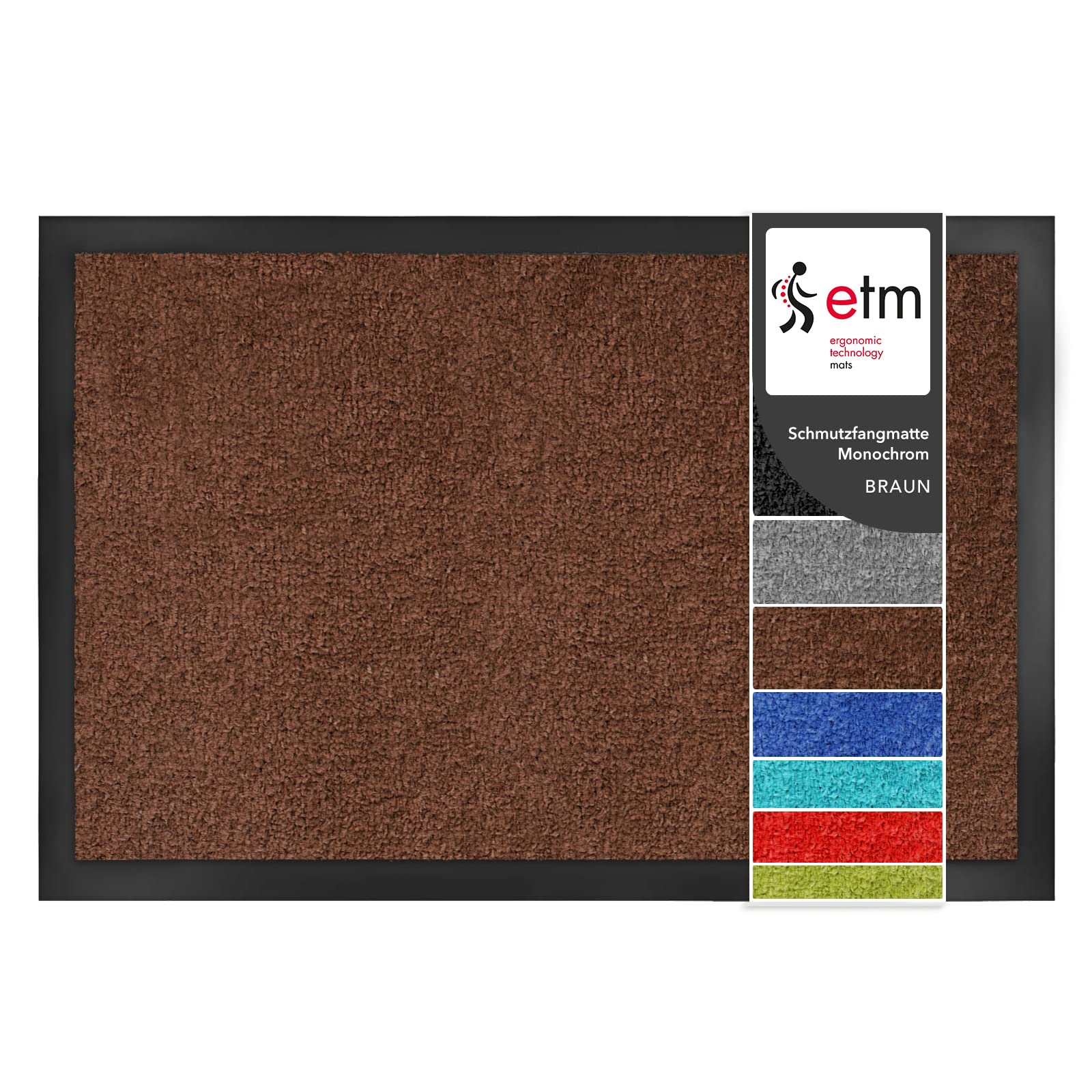 etm Dirt Trapper Door Mat - Highly Absorbent Non Slip Mat | Mono | for Indoor and Outdoor Use |Brown - 90 x 150 cm