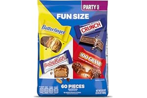 Butterfinger, CRUNCH, Baby Ruth, 100 Grand Fun Size Assorted Candy Bars, Great for Sharing, Bulk 60 Count Pack, 37.2 oz