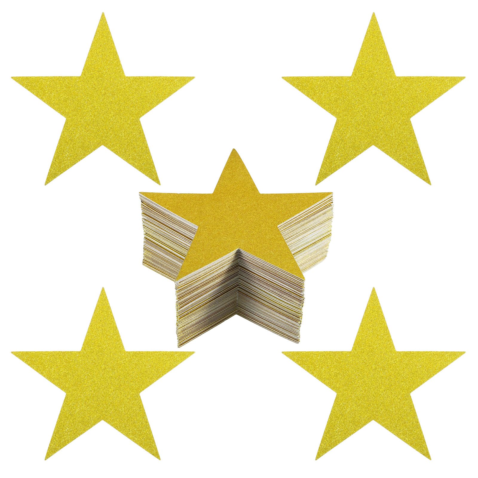 PATIKIL Star Cutouts, 150 Pack Star Cutout Paper Stars for Classroom Decoration DIY Craft Project Bulletin Board Wall Poster, Golden