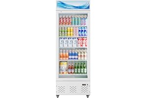 ECEVT 15 Cu.ft. Commercial Beverage Fridge Merchandiser Refrigerator Glass Door Upright Display Cooler with LED Light and Adjustable Shelves for Restaurant Grocery Stores Home, White