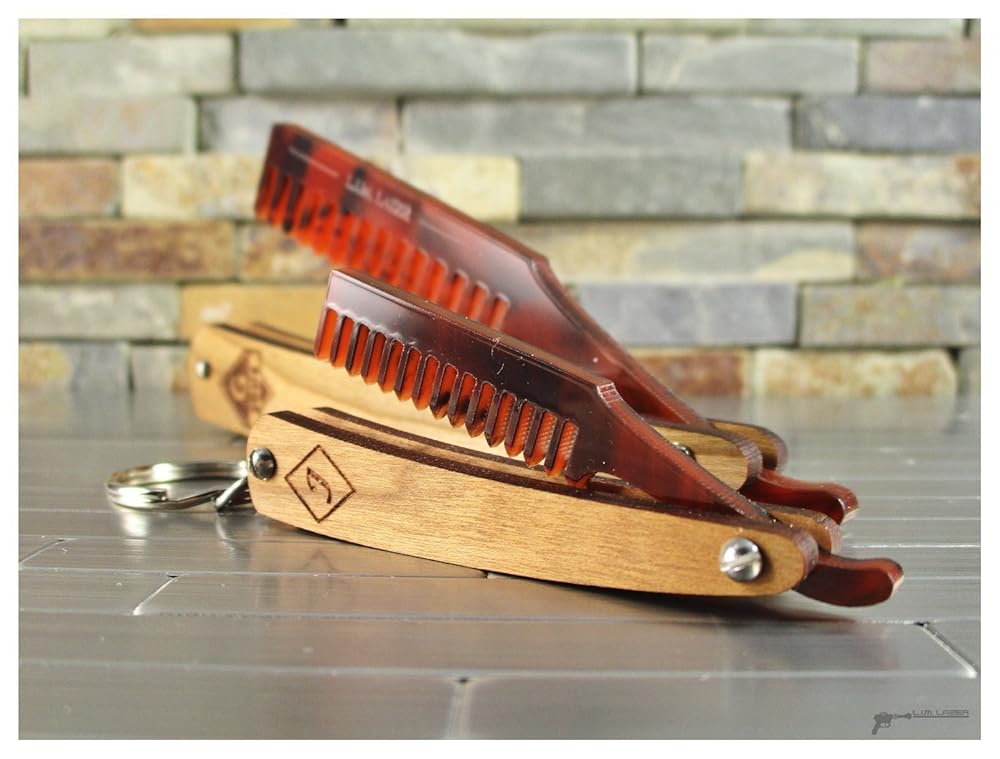 Beard and Mustache Folding Comb set, Razor Style Handmade