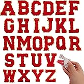 Avxdbr 26 Pcs Chenille Letter Patches Self Adhesive Chenille Letter Stickers A-Z Embroidered Applique Patche for DIY Clothes Hats Backpacks Shoes (Red) (26, Red, One Size)