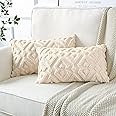 Artscope Pack Of 2 White Decorative Cushion Covers 20x20 Inch Soft