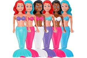 LIBERTY IMPORTS Mermaid Bath Toys for Toddlers Kids Girls - Princess Wind Up Tail Flap Floating Water Bathtub Toys, Swimming Pool Bathing Time Fun (6 Pack)