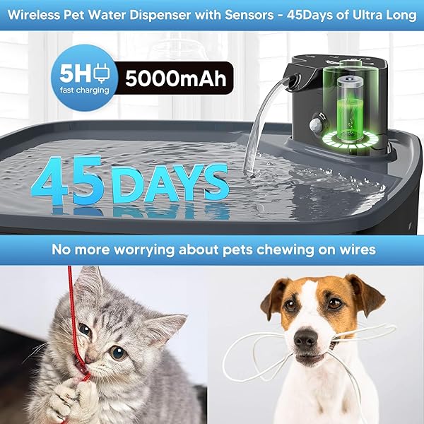 KENIDA DOG WATER FOUNTAIN WIRELESS,2.1GAL/8L LARGE DOG WATER FOUNTAIN BATTERY OPERATED, DOG FOUNTAIN WATER BOWL WITH SENSOR,WIRELESS SMART PUMP,TIMER,BPA-FREE,IDEAL FOR LARGE DOGS,MULTI-PET HOME