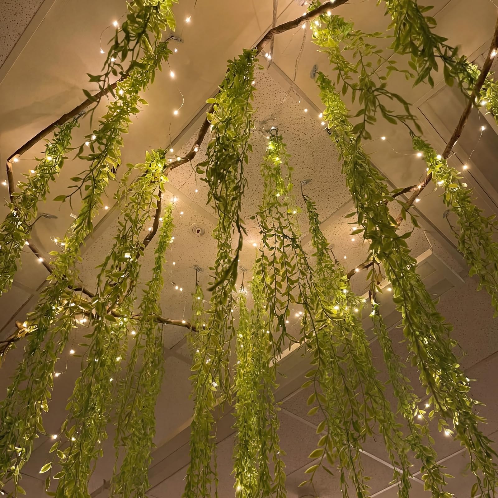 Photo 1 of Bucherry Jungle Theme Decoration Set, 68.9ft Artificial Hanging Willow Vines Greenery for Classroom, Woodland Forest Rainforest Safari Party, Enchanted Indoor Outdoor Home Garden Wall DIY Decor