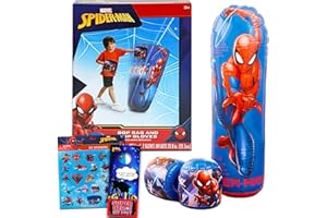 GENERIC Spiderman Bop Bag with Bop Gloves - Spiderman Toy Bundle with Spiderman Punching Bag, Bop Gloves, Stickers and More (Spiderman Toy)
