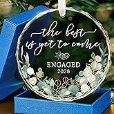 HEXMOZ Engagement Gifts for Couples - Engagement Gift for Women, Newly Engaged Couples, Her - Fiance Gifts for Women - Bride to Be Gift, Engaged Glass Ornament 2026 Party Decorations