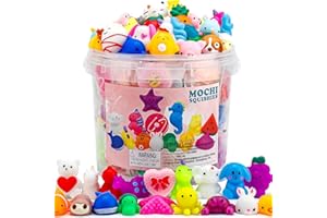 RESUMPLAN 100 Pack Mochi Squishy Toys, Party Favors for Kids 4-8-12, Classroom Birthday Xmas Gifts Treasure Box Prizes Goodie Bag Stuffers, Mini Squishy Fidget Toys, Carnival Prizes in Bulk