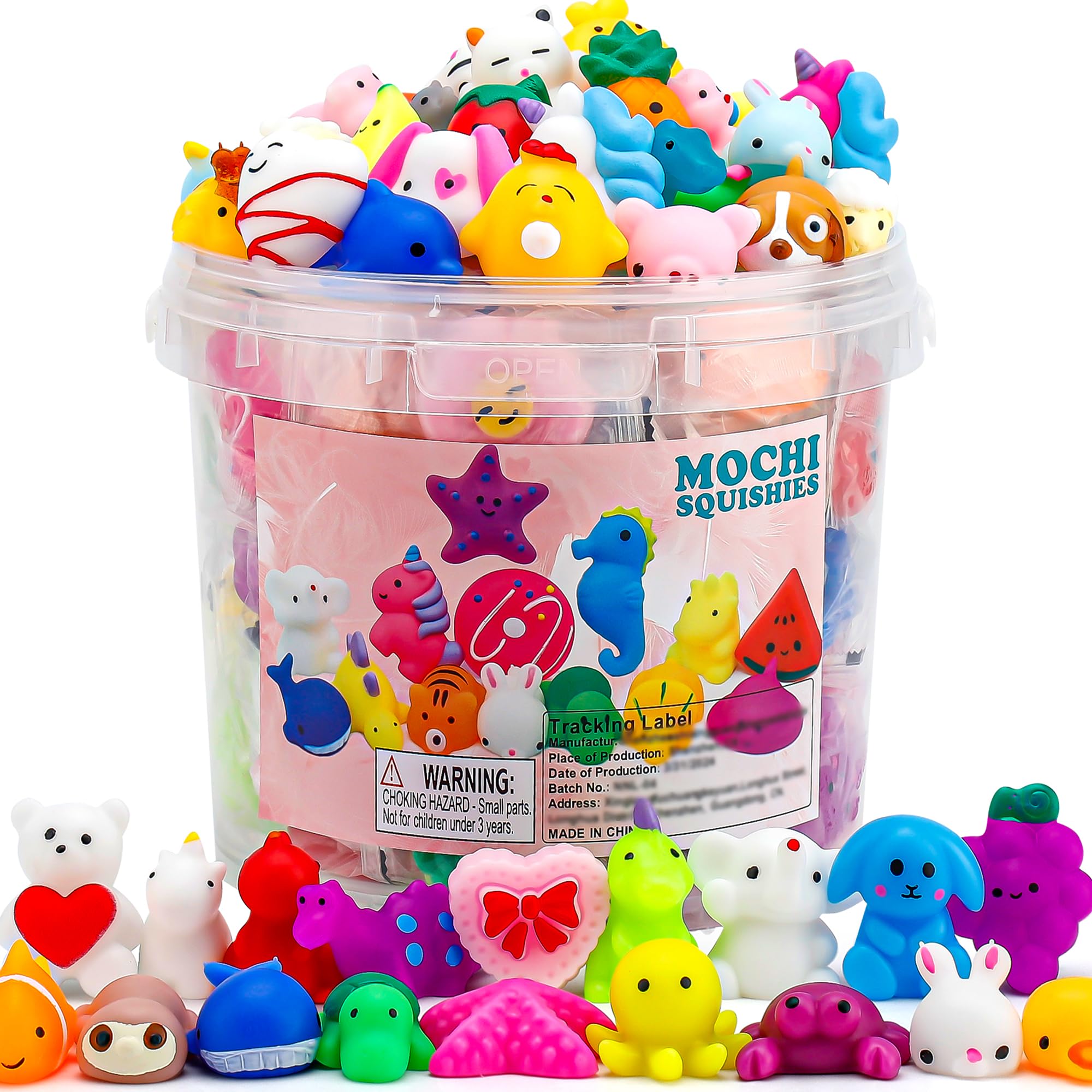 Photo 1 of 100 Pack Mochi Squishy Toys, Party Favors for Kids 4-8-12, Classroom Birthday Xmas Gifts Treasure Box Prizes Goodie Bag Stuffers, Mini Squishy Fidget Toys, Carnival Prizes in Bulk