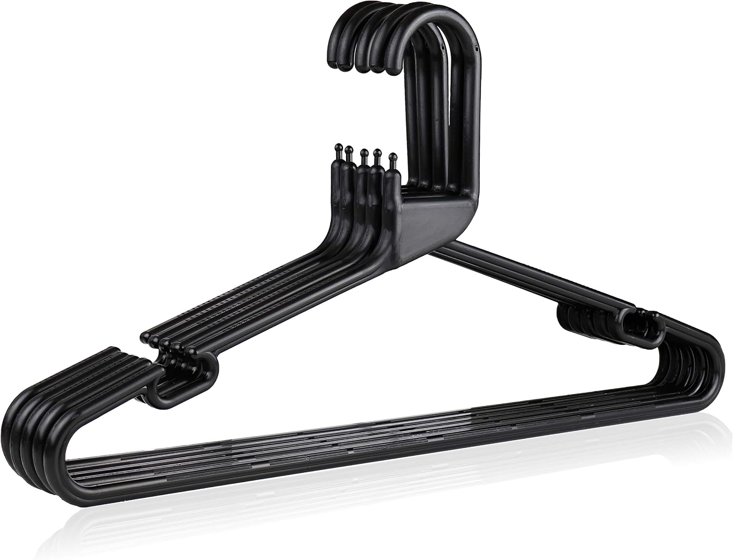 The Hanger Store 20 Black Strong Heavy Duty Plastic Coat Hangers - Choose Colour