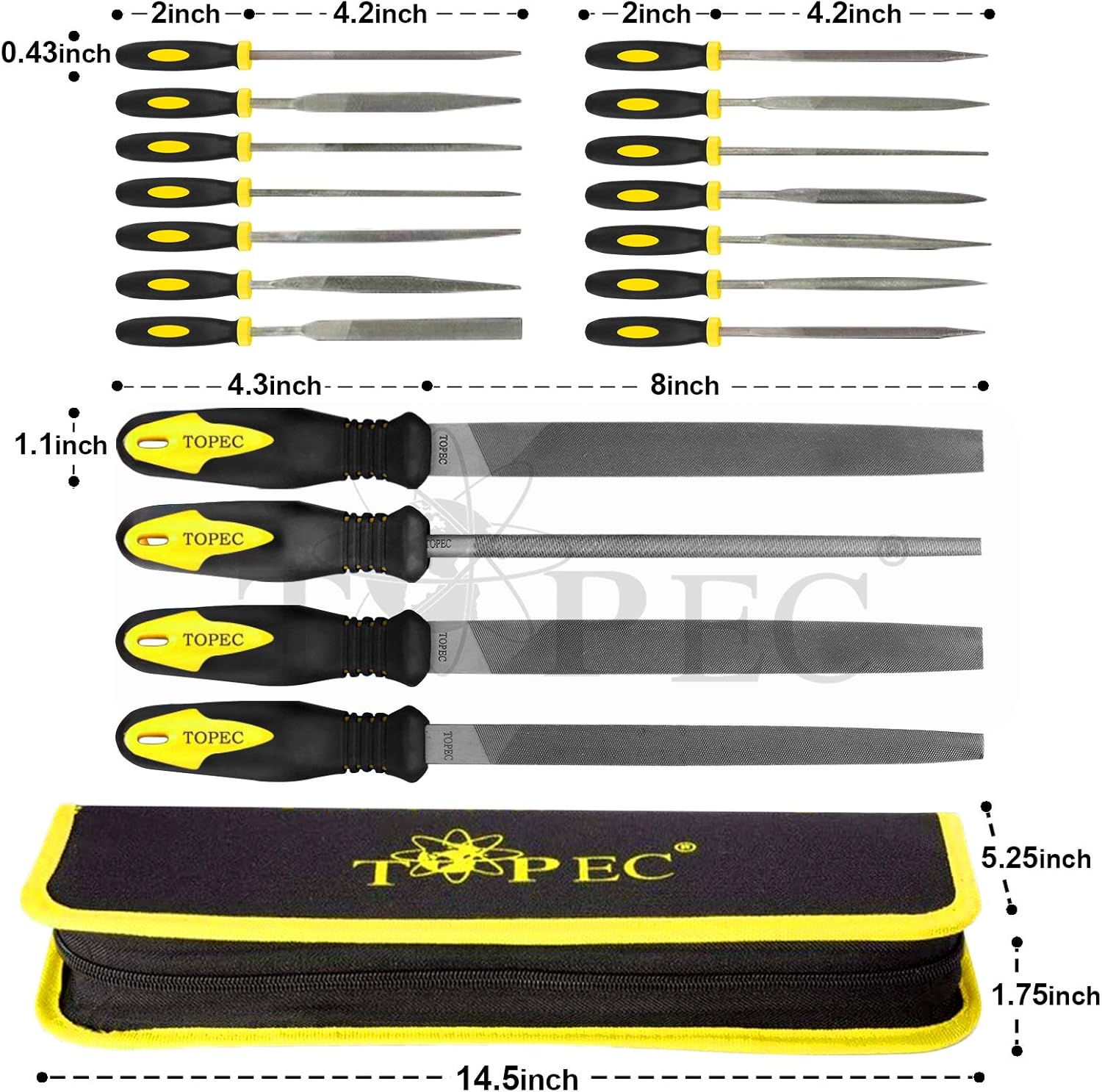 Topec 26 Pcs Metal File Set, Wood Files Tools for Steel Rasp & Needle Files Set, Metal File in Flat, Half - Image 5