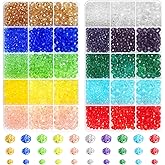 cridoz 2000 Pcs Briolette Crystal Glass Beads for Jewelry Making, Rondelle Crystal Beads for Crafts and Suncatchers, 10 Coloers, 3 Sizes(4mm, 6mm, 8 mm)