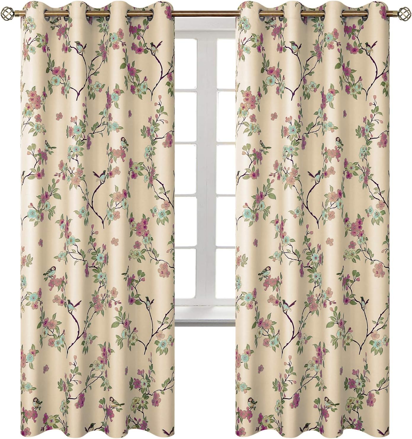 Amazon Com Bgment Birds Floor Length Blackout Curtains Grommet