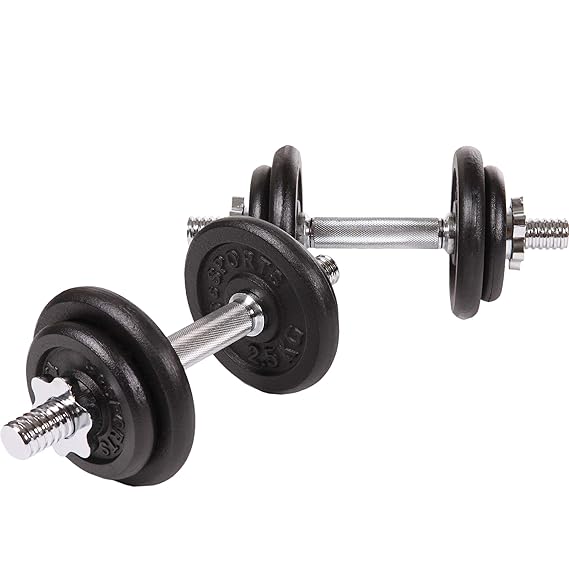 ScSPORTS 20 kg Hantelset, 2x Kurzhantel Chrom mit Sternverschlüssen und 8 Hantelscheiben (4x 2,5kg, 4x 1,25kg), Kurzhantel-Se