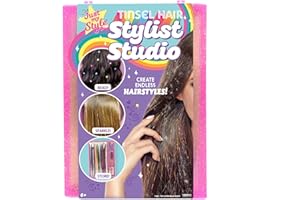 Just My Style Tinsel Hair Stylist Studio, Fairy Hair Tinsel Kit, 9 Colorful Tinsel Strands & Hair Beading Tool, Hair Extensions for Kids, Fun Hair Accessories for Teens, Great Gifts for Preteens