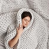 Bearaby Cotton Hand-Knit Weighted Blankets for Adults - Chunky Knit Blanket - Sustainable, Breathable, Organic, Cooling Weighted Blanket - Machine Washable (Moonstone Grey, 15 lbs, 40"x72")