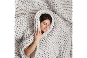 Bearaby Cotton Hand-Knit Weighted Blankets for Adults - Chunky Knit Blanket - Sustainable, Breathable, Organic, Cooling Weighted Blanket - Machine Washable (Moonstone Grey, 10 lbs, 40"x64")