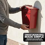 Zeno Post Box Wall Mounted Red Lockable Letterbox with Nameplate view 7