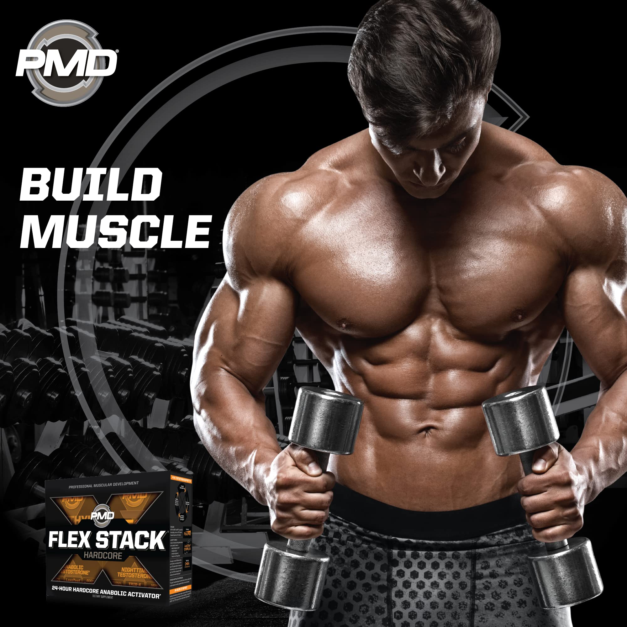 PMD Sports Flex Stack Hardcore 24-Hour Healthy Stack for Increased Muscle Mass, Strength, Reduce Soreness, Libido and Restful Sleep - Methyl Andro Hardcore 90 Capsules, Z-Test 90 Capsules