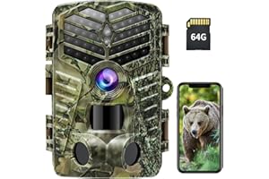 XTU Trail Camera WiFi Bluetooth, 2.7K 48MP Game Camera Wildlife with Night Vision Motion Activated with 64GB Micro SD Card, IP66 Waterproof 120° Detection Angle 940nm No Glow LED for Wildlife