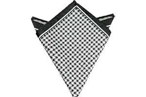 Elerevyo Men's Houndstooth Handkerchiefs Self-Fold Pocket Square for Suit Formal 1 Pcs