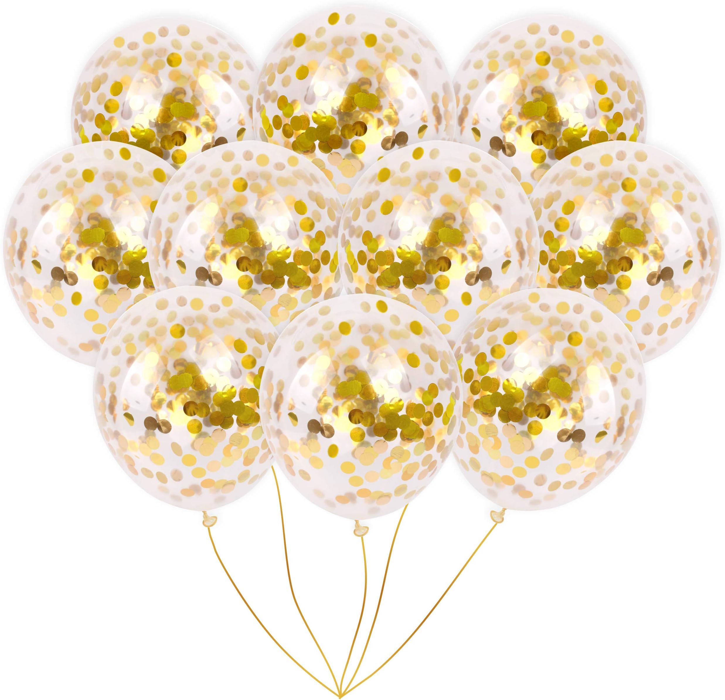 Gold Foil Confetti Balloons | Vibrant Confetti Pre-Filled | Wedding Engagement Birthday Party Events (16 Pack Gold, 12 Inches)
