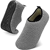 QFH Womens & Mens Cozy House Slippers - Portable Travel Shoes with Flexible Rubber Sole & Soft Velvet Lining