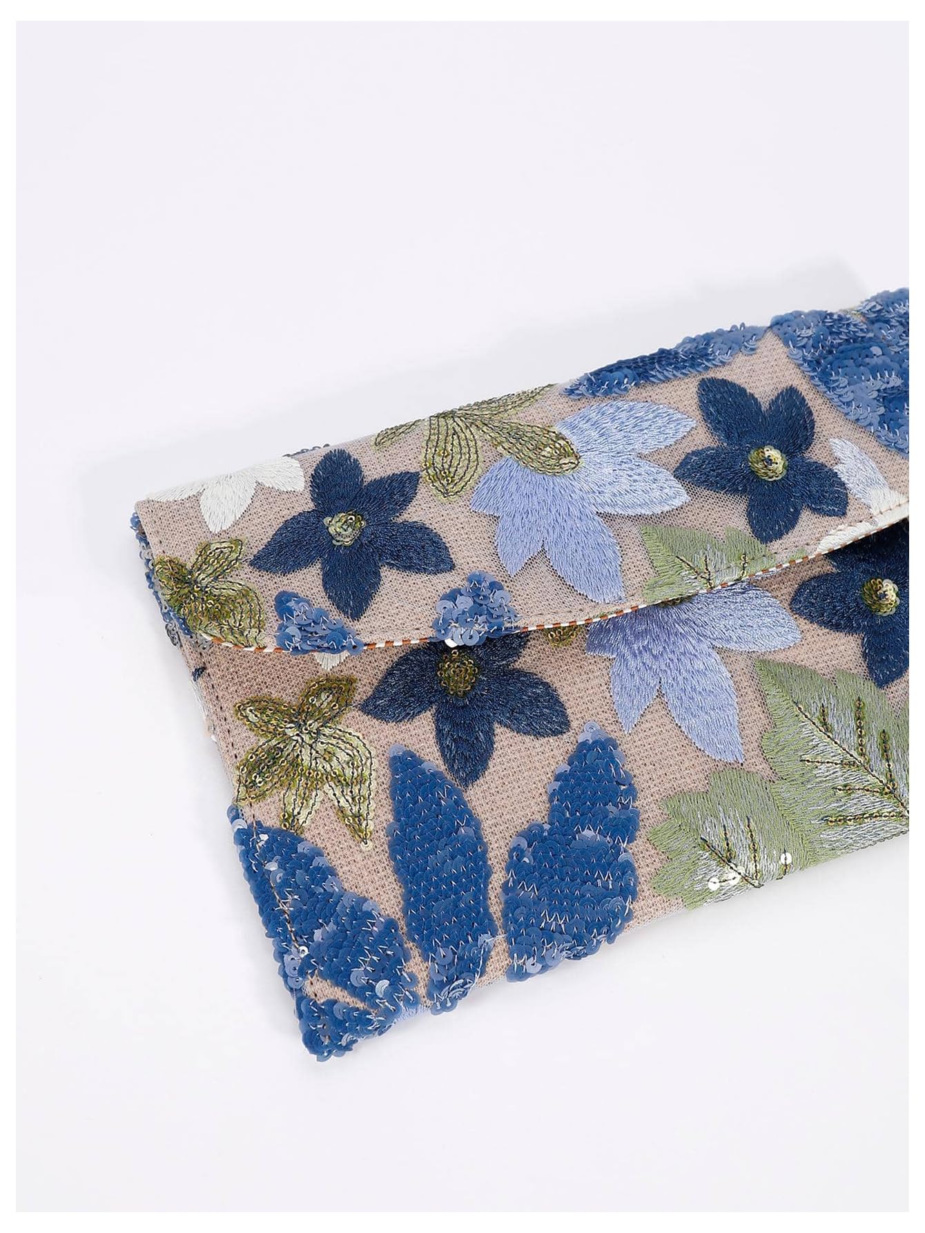 Verdusa Women's Floral Embroidery Sequin Evening Beaded Clutch Bags Party Purses