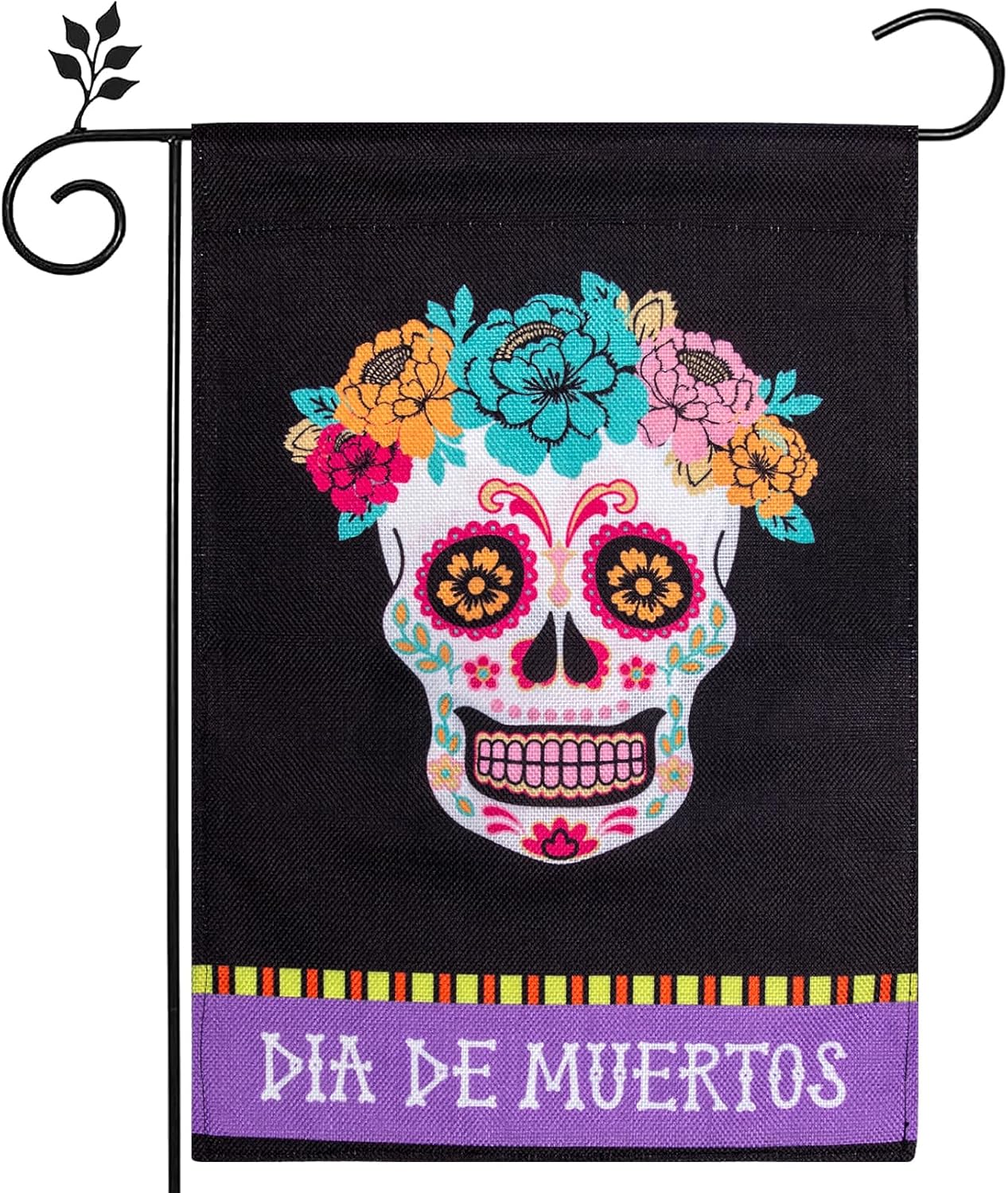 Flags - Day of the Dead Garden Flags 12×18 Double Sided for Outside Halloween Garden Flags Decorations Mexican Fiesta Dia DE Los Muertos Banner Washable Skull Decor Seasonal Yard Vertica Flags for a Festive Holiday for Home