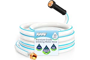 KIKIRV 25ft RV Water Hose - Drinking Water Hose Contains No Lead, No BPA - Flexible Leak-Free Design - Upgrade Strain Relief Ends - 5/8" Inside Diameter