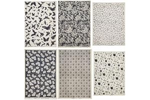 Primst 6PCS Pottery Art DIY Stickers Ceramic Clay Transfer Paper Flower Paper Porcelain Glaze Underglaze Transfers for Pottery Overglaze Enamel Waterslide Decal (Black)