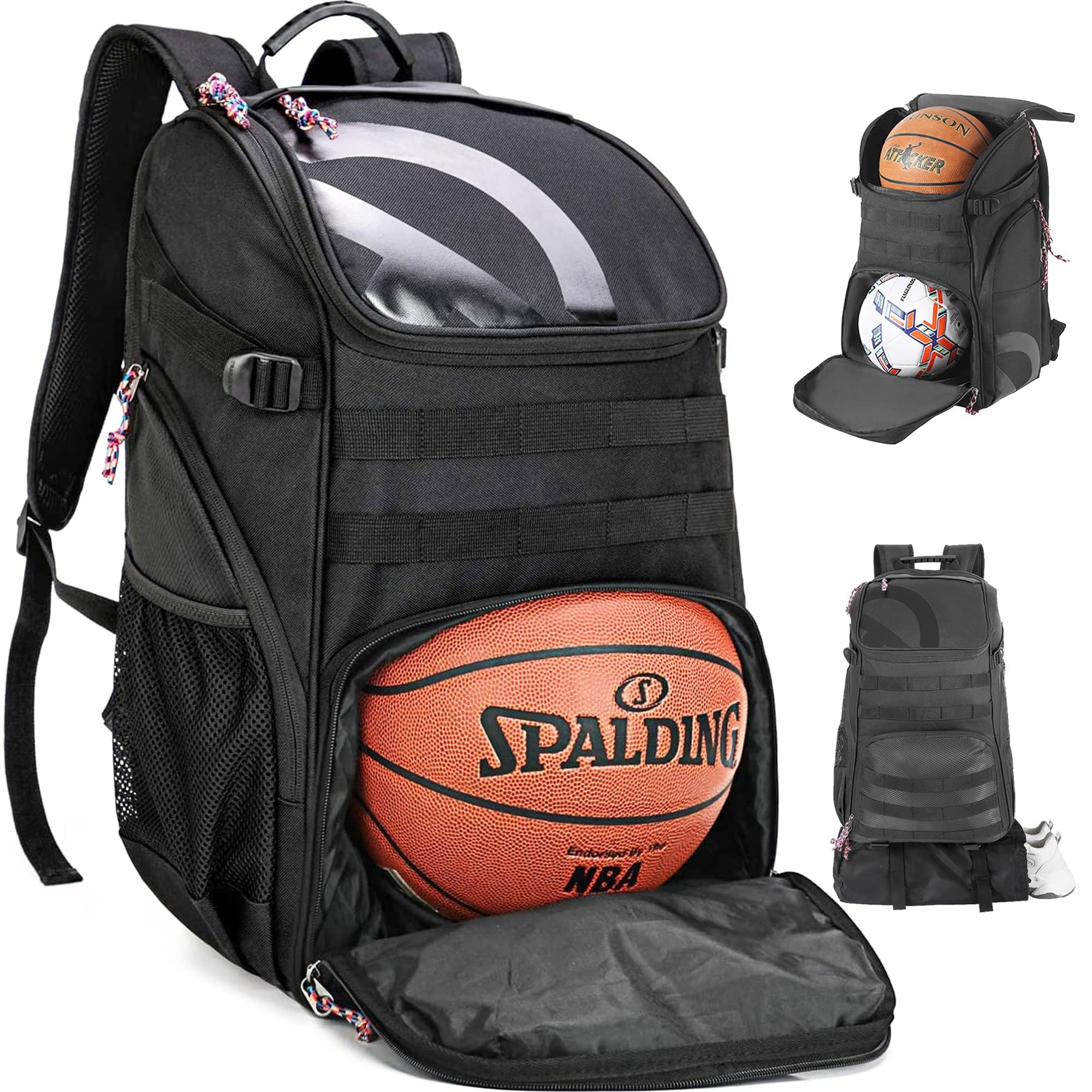 Basketball Bag Backpack with Ball Holder Multi-Sport Backpack for Soccer Volleyball Football Baseball Helmet (TK2-Black, Large) Image Basketball Bag Backpack with Ball Holder Multi-Sport Backpack for Soccer Volleyball Football Baseball Helmet (TK2-Black, Large) Image