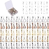 SUNNYCLUE 1 Box 120Pcs Pinch Bails Pinch Clasp Snap on Bails Bulk Dangle Charm Hanging Loop Bead Connector 20x7mm Golden Silver Pendants Clasps for Jewelry Making Supplies Earring Necklace Craft