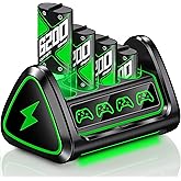 DXKK Rechargeable Battery Pack for Xbox Series X|S/Xbox One with Touch Switch, 4x6200mWh Controller Charger Station for One S/X/Elite