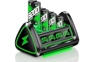 DXKK Rechargeable Battery Pack for Xbox Series X|S/Xbox One with Touch Switch, 4x6200mWh Controller Charger Station for Xbox One/One S/One X/One Elite