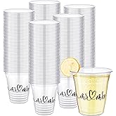 Dandat 200 Pack Disposable Wedding Plastic Cups Bulk 10oz Wedding Reception Cup Disposable Clear Plastic Glasses for Reception Supplies Bridal Shower Anniversary Birthday Party(Mr and Mrs)