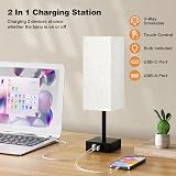 Aooshine Bedside Lamp with USB Ports, 3-Way Dimming, Beige Shade, LED Bulb view 5