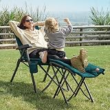 EVER ADVANCED Folding Camping Footrest Ergonomic Ottomans Dark Green view 2