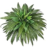Fake Ferns, 48in Large Artificial Ferns for Outdoors & Indoors, 88 Fronds Lifelike Silk Faux Fern Greenery Plants Ideal for Porch Planters Windowsill Garden Home Decor, Potted or Hanging, UV Resistant