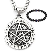 Gungneer Pentagram Wicca Star Necklace Pendant Stainless Steel Chain Protection Talisman Pagan Jewelry Accessory
