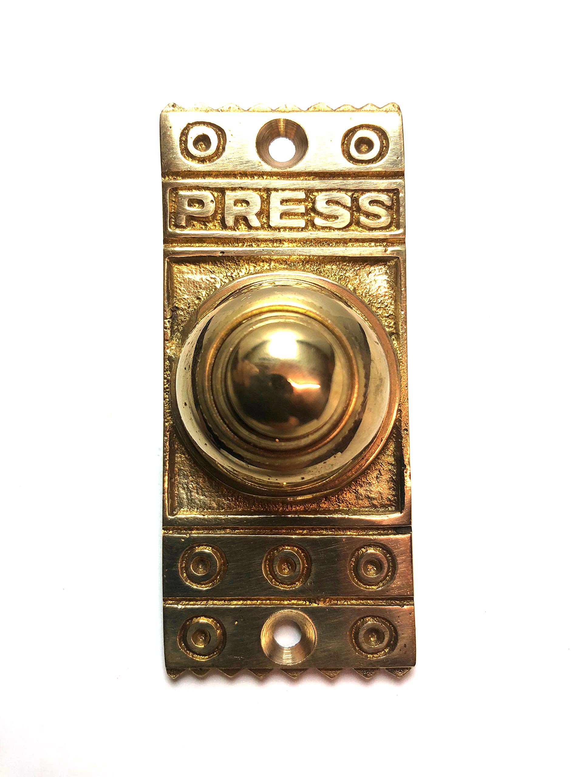 Door Bell Push Press ‘Retro’ Design 75mm x 30mm Solid Brass