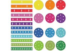 Magnetic Tiles & Circles Fraction Set, 156pcs, 12 Color Coded, Counting & Math Toys