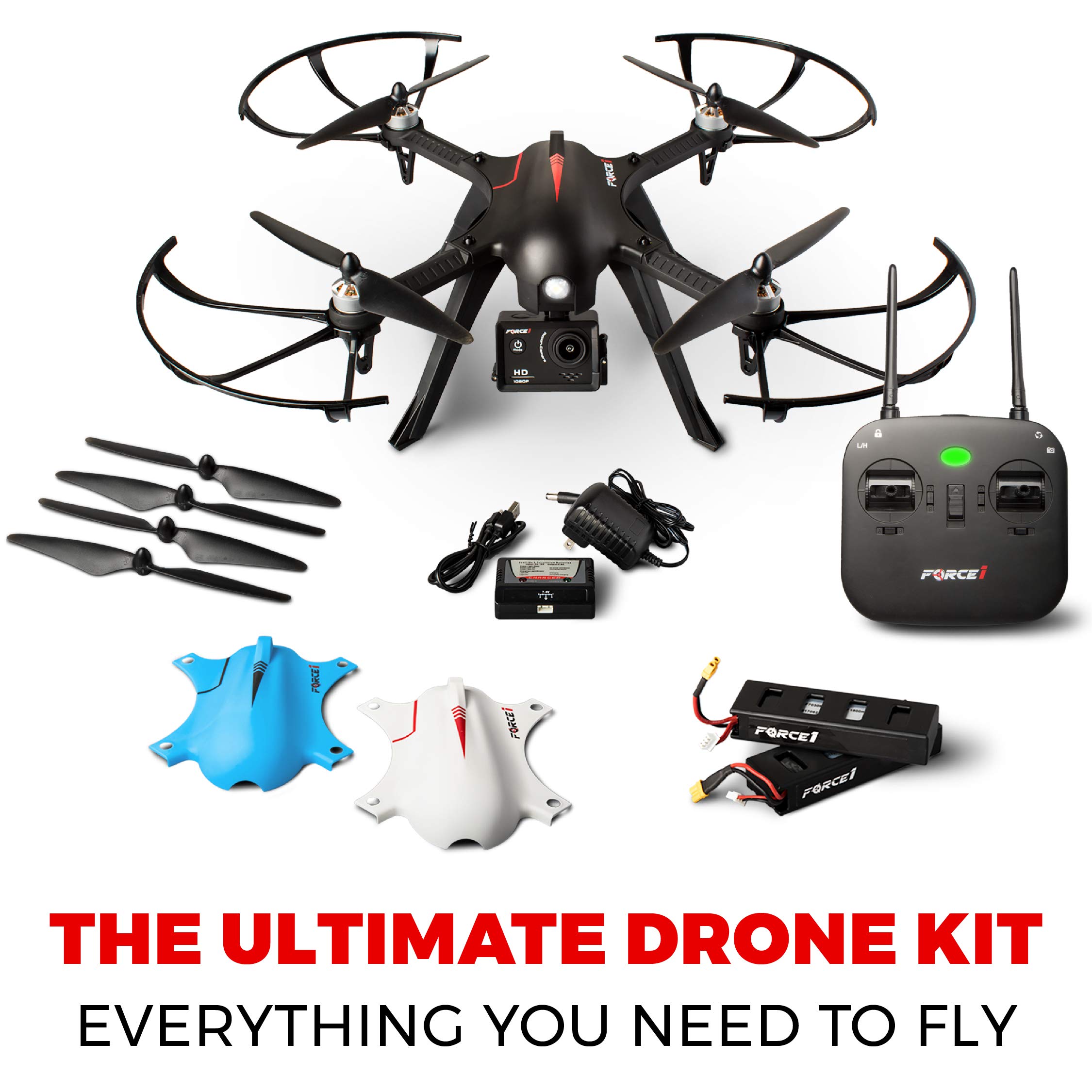 Force1 F100GP Drone with Camera for Adults or Teens- GoPro Compatible RC Drone with 1080p HD Video Camera Long Range Brushless Quadcopter with Remote Control, 2 Drone Batteries, 3 Drone Shells - Image 6