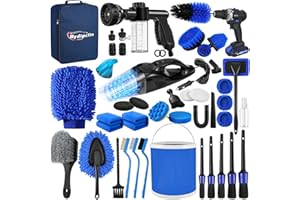 Qydipclin 45Pcs Car Detailing Kit, Car Detailing Brush Set, Car Wash Cleaning Kit, Car Detailing Brushes, Professional Car Care Kit for Interior Exterior Wheels, Blue