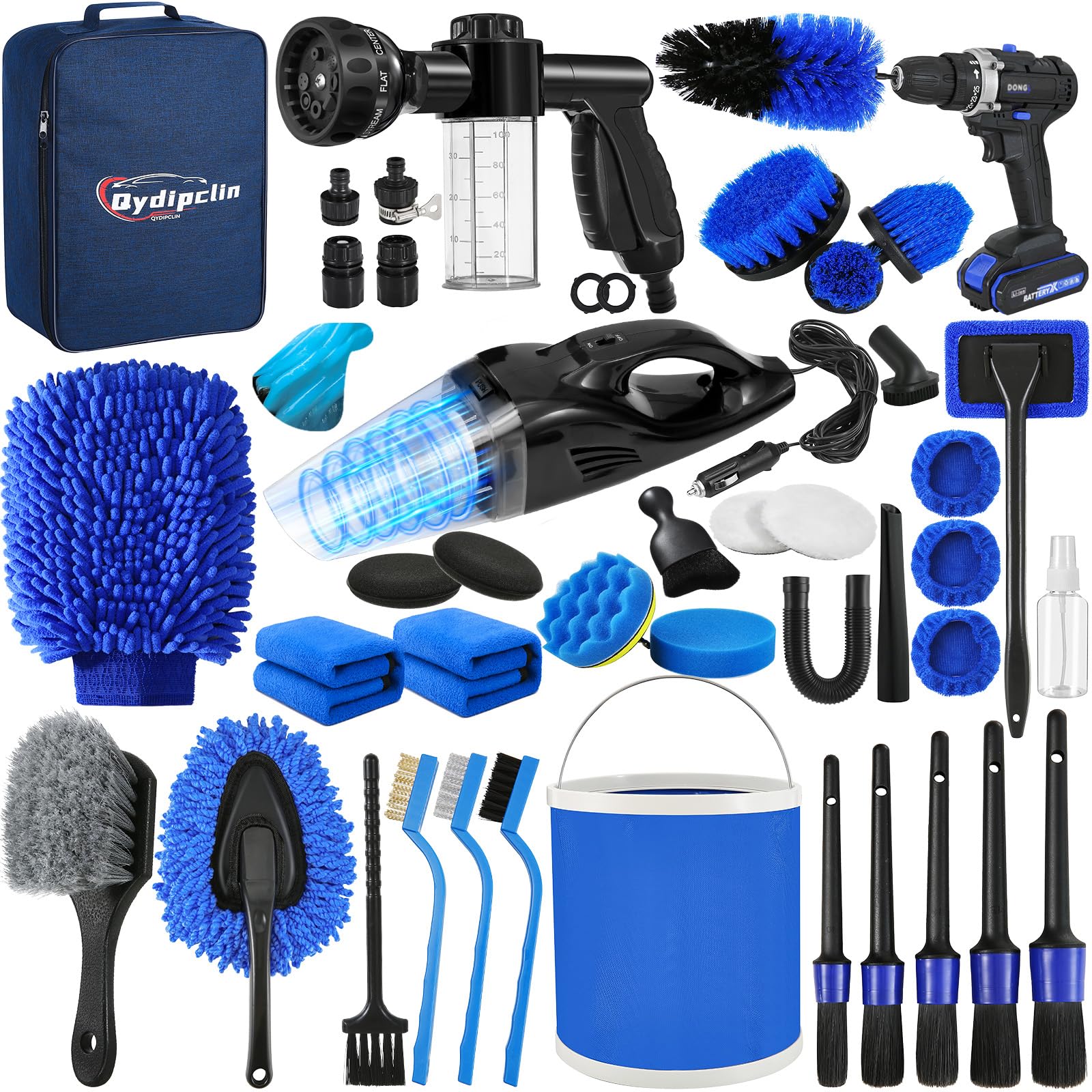 Photo 1 of Qydipclin 45Pcs Car Detailing Kit, Car Detailing Brush Set, Car Wash Cleaning Kit, Car Detailing Brushes, Professional Car Care Kit for Interior Exterior Wheels, Blue