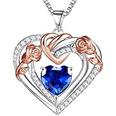 JKK Valentines Day Gifts for Mom - S925 Sterling Silver 12 Month Birthstone Necklaces Valentine's Day Mothers Day Birthday Christmas Gifts for Women Wift Mom