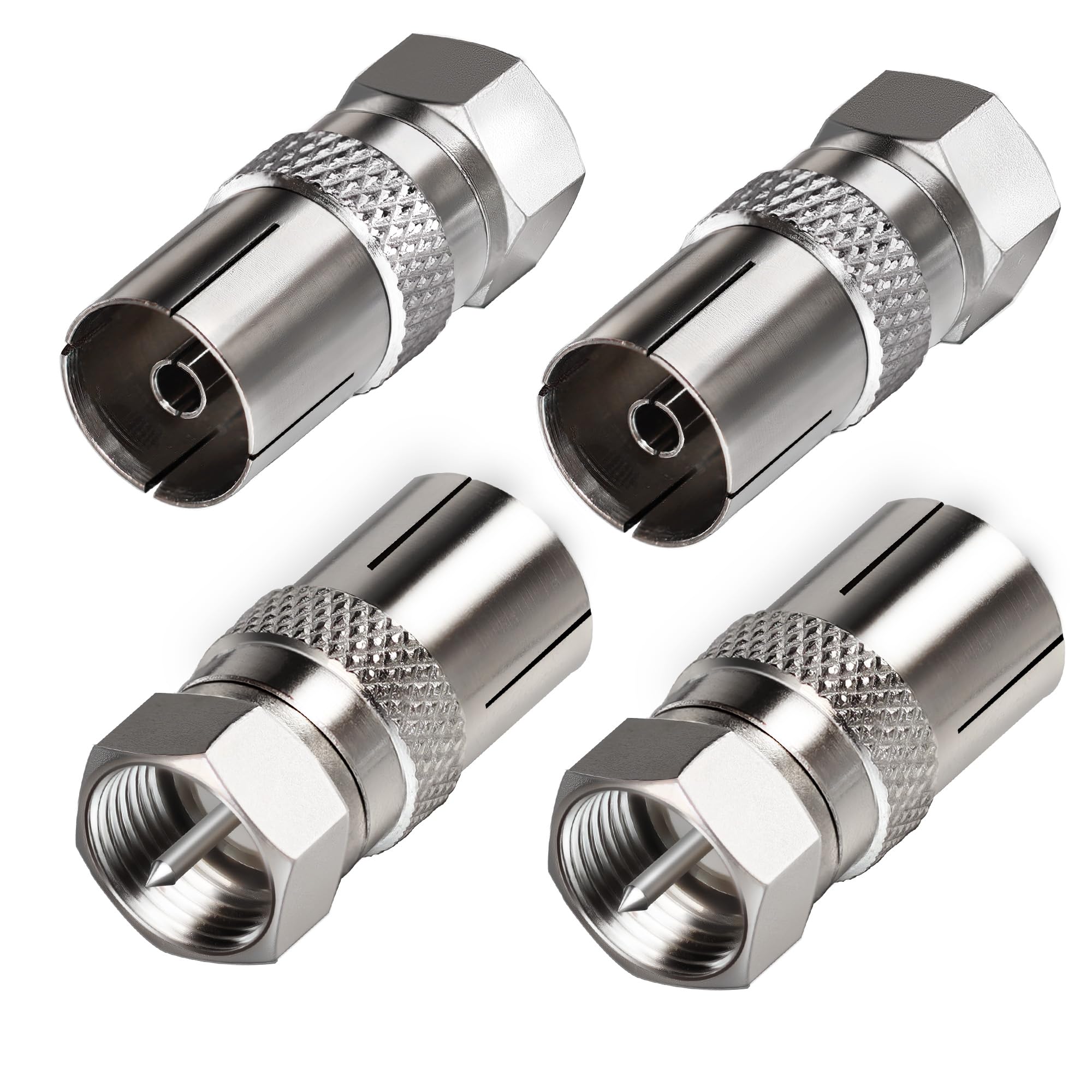 TUOLNK TV Aerial Connector F Male to TV Female Aerial Socket Coax Adapter for Satellite Cables 9.5TV Female to F Type Connector 4Pcs — image 1